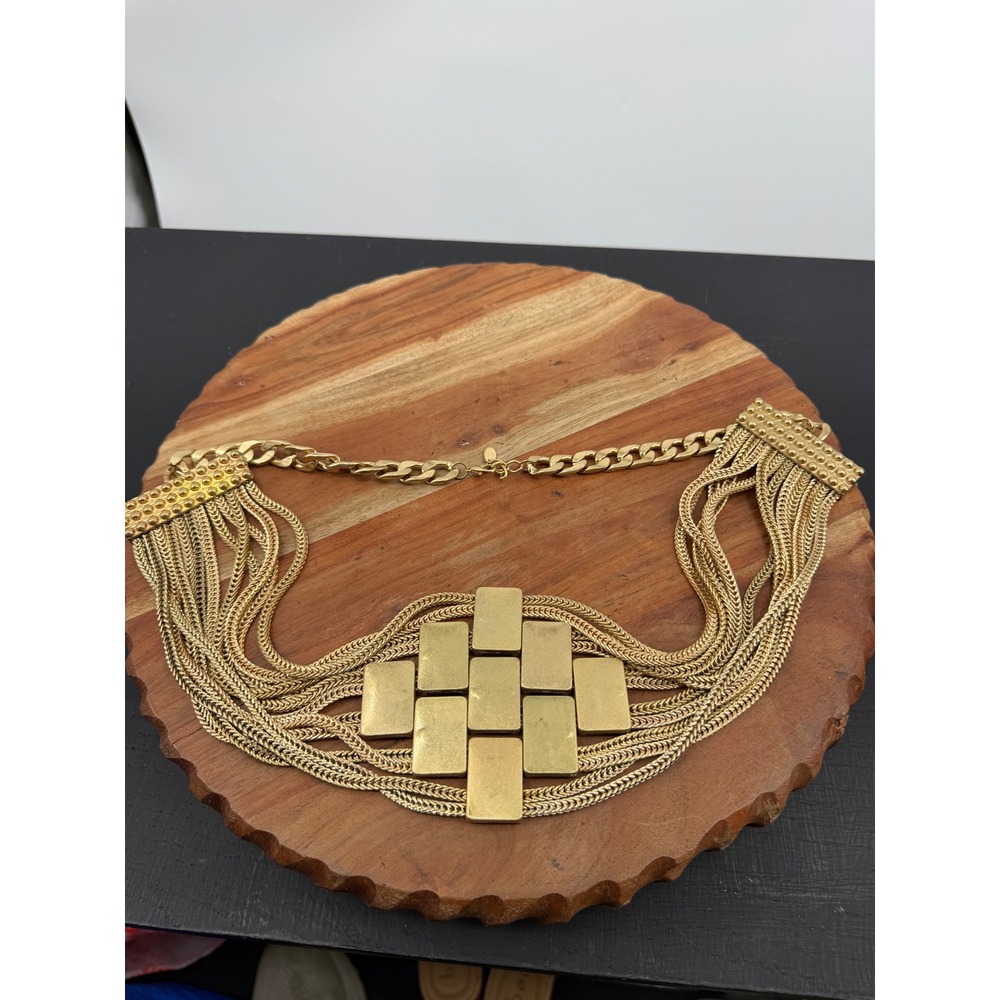 Zara Multi Strand Geometric Plate Chain Belt Women One Size Gold Tone Statement